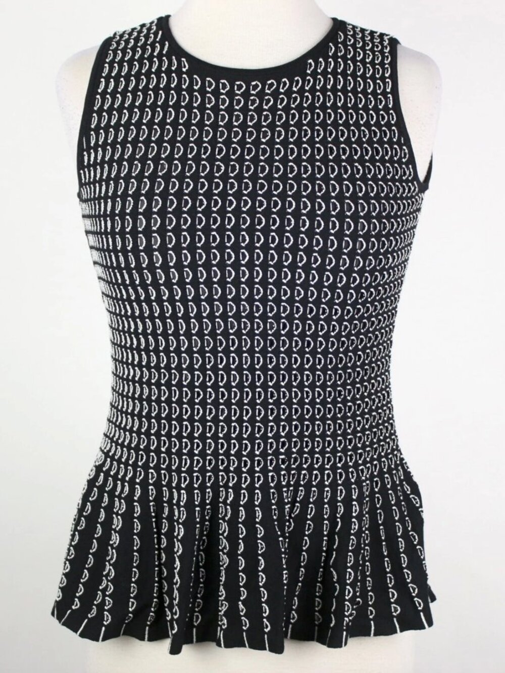Ann Taylor Womens XS Textured Eyelet Peplum Sleeveless Top